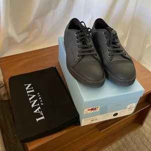 Lanvin all Black calfskin grained leather sneakers